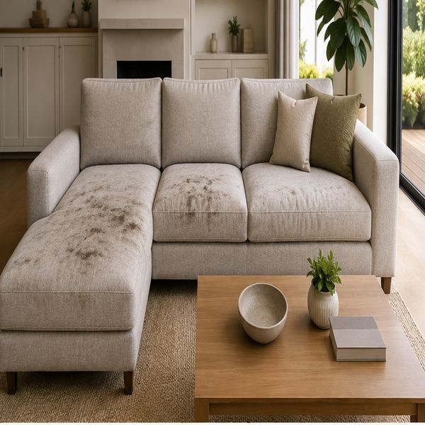 Sofa before upholstery cleaning in Glengala